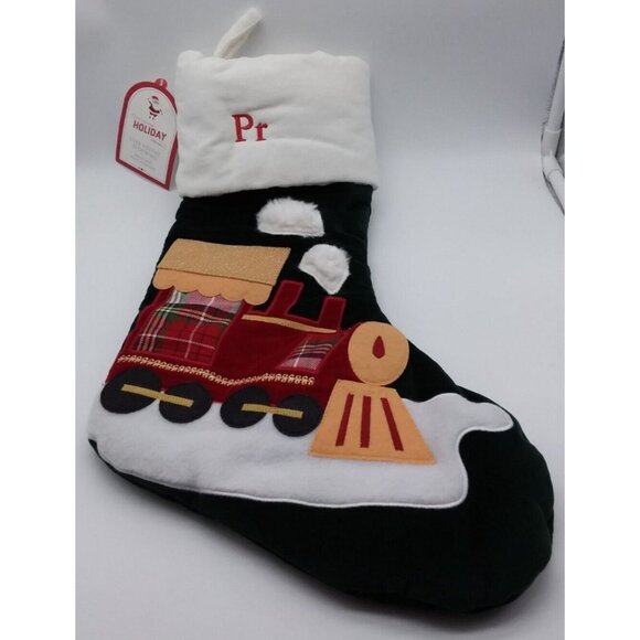 Pottery Barn Kids Train Luxe Velvet Stocking Christmas Holiday Xmas Quilted - Picture 9 of 9